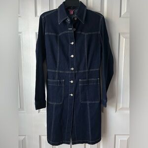 NWOT Vintage Denim Blue Button Dress - Medium